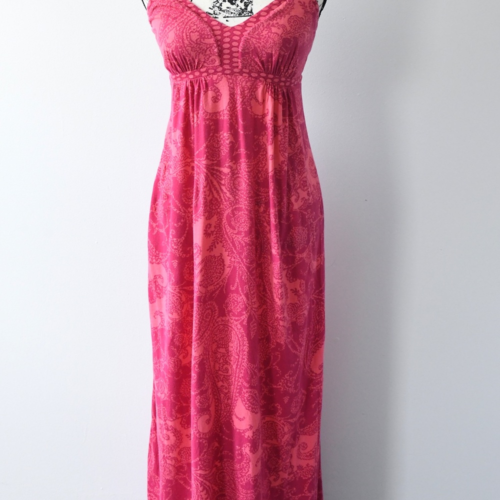 Express Coral/Pink Floral maxi dress size small- halter style